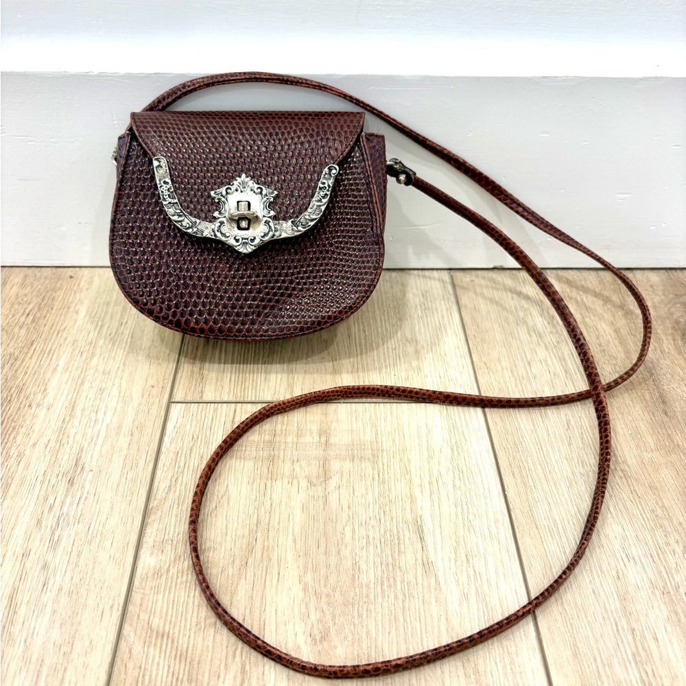 Chic Brown Crossbody Bag with Silver Accent